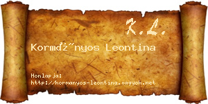 Kormányos Leontina névjegykártya