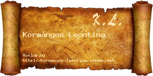 Kormányos Leontina névjegykártya